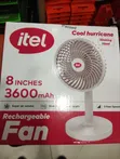 Itel 8" Rechargeable Fan - 3600mAh - 1