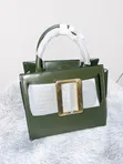 Classic Black Buckle Top-Handle Handbag - 1