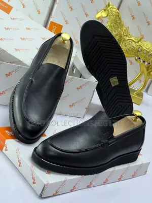 Premium Men's Black Leather Slip-On Loafers - Sabon Kayayyakin