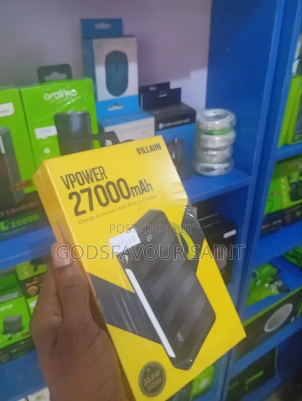 Vpower 27000mAh Power Bank with 3 Built-in Cables - 1