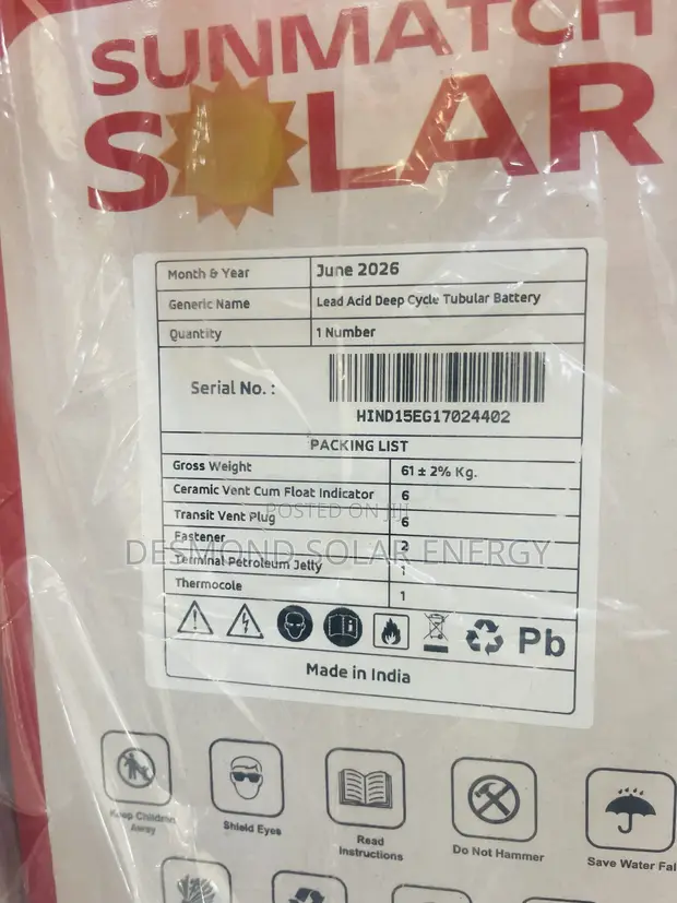 SMS 220Ah 12V Tubular Battery - 1