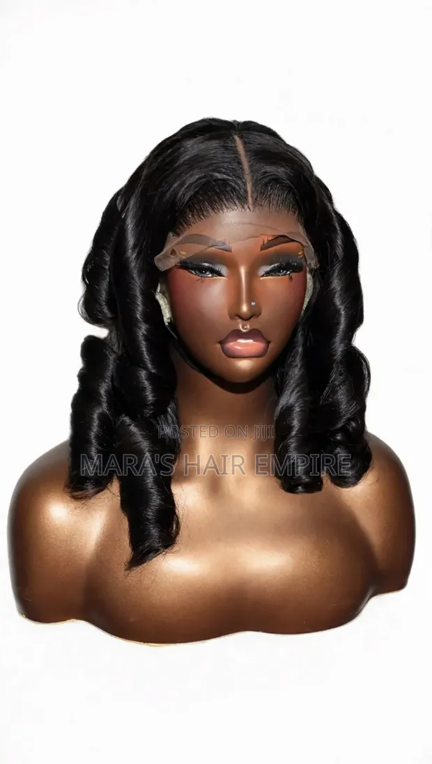 Human Hair Wig - Silky Black Wavy - 1