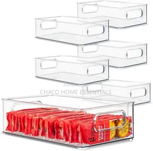 6-Piece Clear Stackable Fridge Pantry Organizer Bins Set