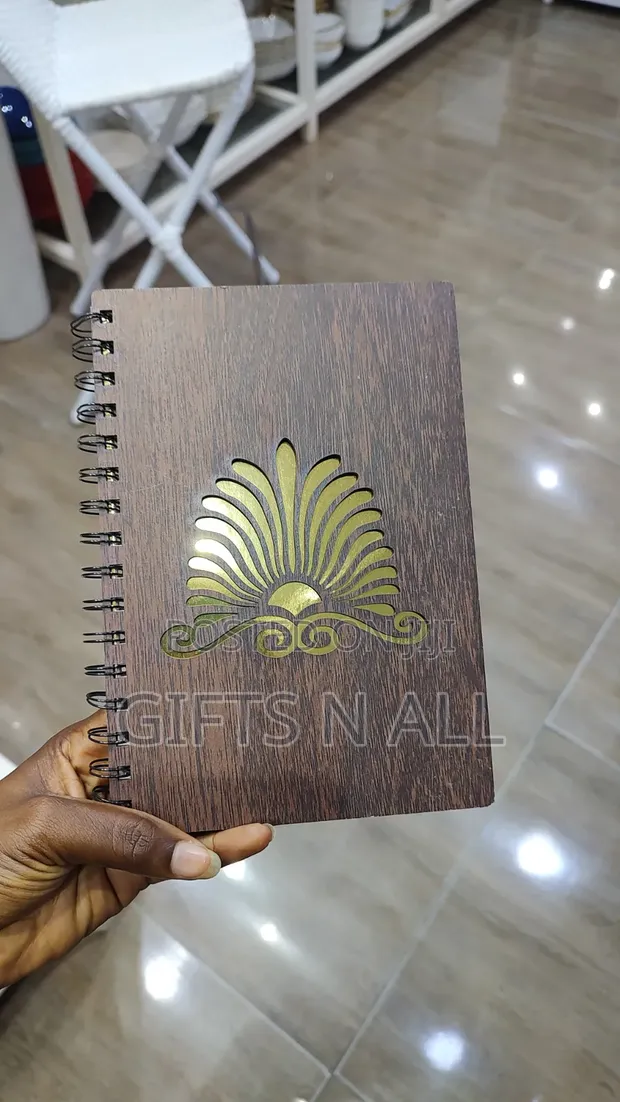 Gold-Embossed Wooden Notebook - 1