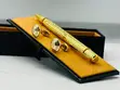 Premium Designer Men's Cufflinks & Pen Set - Stainless Steel - 4