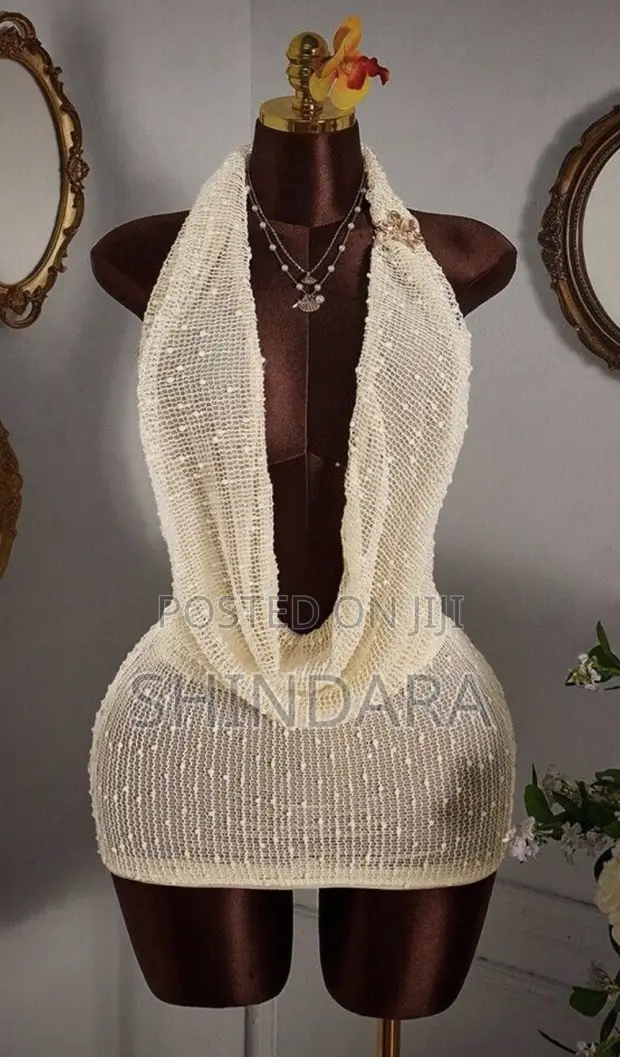 Women's Sheer Mesh Halter Mini Dress - Custom Made - 1