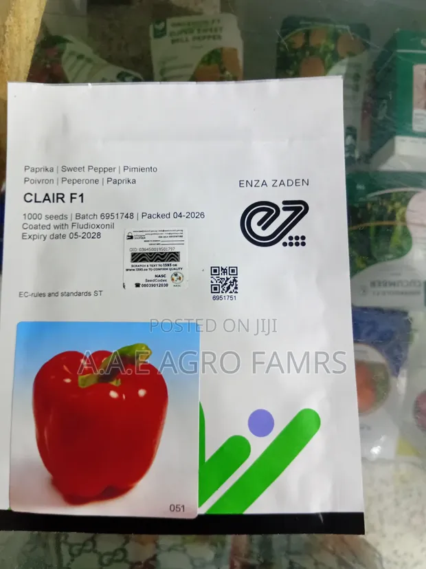 Clair F1 Red Sweet Pepper Seeds (1000 Seeds) - 1