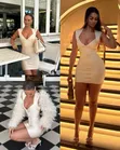 High Quality Pit Strap Bandage Dress - White - 2