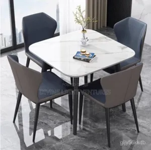 Sabon Marble Dining Table da Kujeru (Mai Zama 4)