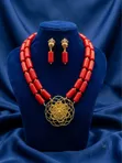 Red Candle Bead Jewelry Set - 1