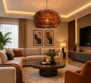 Handmade Wicker Bird Nest Pendant Lamp