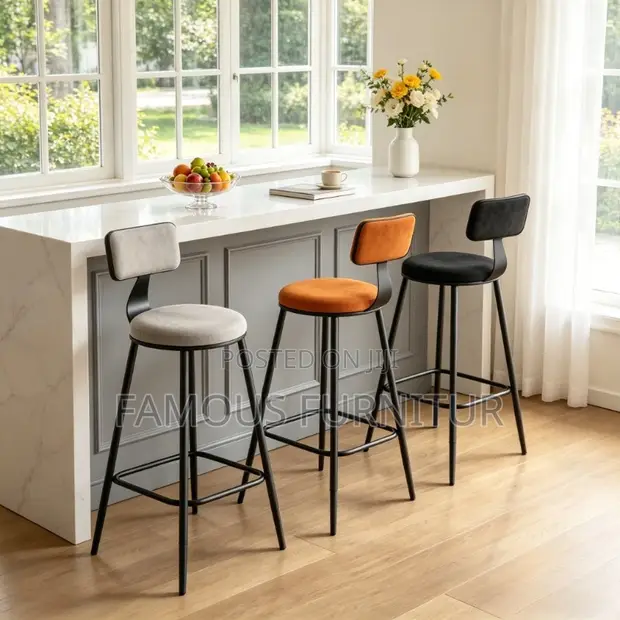 Modern Counter-Height Bar Stools (Black/Grey) - 1