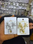 Stainless Steel Bow/Ribbon Zircon Jewelry Set - 2