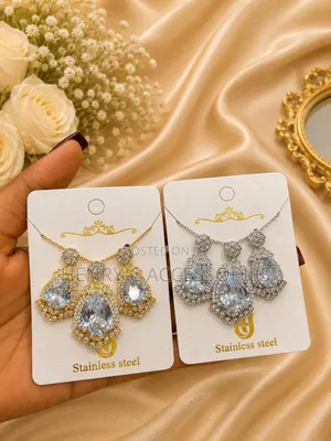 Stainless Steel Bow/Ribbon Zircon Jewelry Set