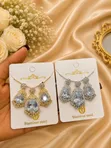 Stainless Steel Bow/Ribbon Zircon Jewelry Set - 3