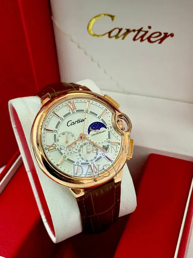 Cartier Quality Leather Chronograph Wristwatch - 1