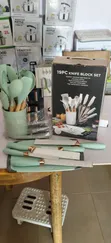 Kayan Girki Na Silicone 19-Piece Tare Da Wukake Da Kwali - 1