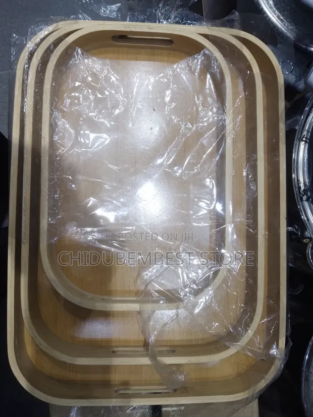 Set of 3 Curved Wooden Trays - 1
