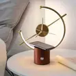 Modern Wooden Executive Desk Clock with Wireless Charging - 1