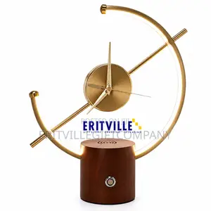 Modern Wooden Executive Desk Clock with Wireless Charging