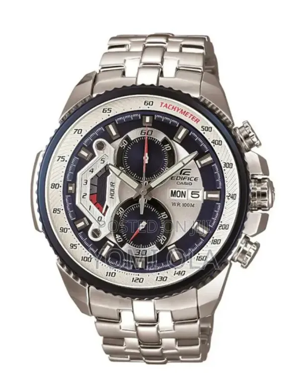 Casio Edifice Chronograph Silver & Blue Dial Agogon Maza - 1