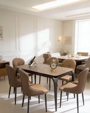 Home Interiors 6-Seater Dining Set with Marble Tabletop