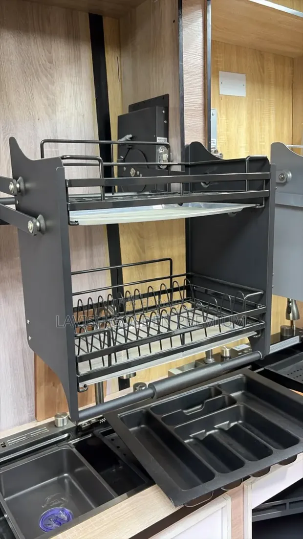 60cm Master 2-Tier Pull-Down Dish Rack - 1