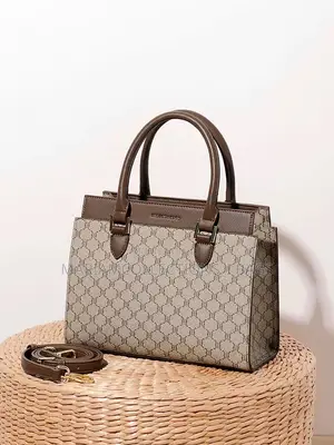 Jakar Ofis mai Dogon Hannun Rogo - Brown Faux Leather