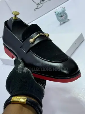 Premium Men's Black Leather & Suede Loafers - Louis Vuitton