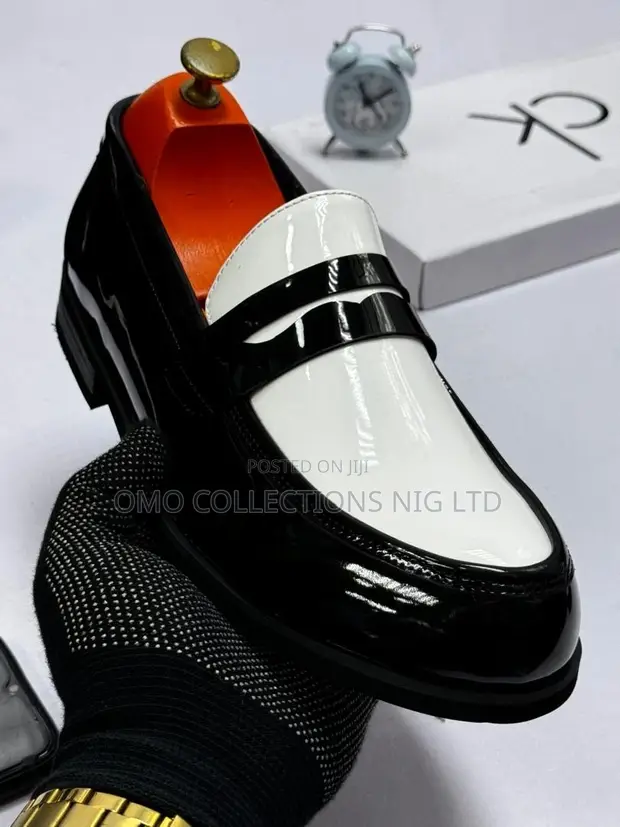 Premium Calvin Klein Men's Black & White Leather Loafers - Boxed - 1