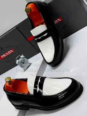 Premium Calvin Klein Men's Black & White Leather Loafers - Boxed