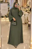 Army Green Embroidered Abaya | Modest Dress - 1