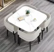 Luxury Marble-Look Dining Set - 4 Seater - 2