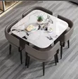 Luxury Marble-Look Dining Set - 4 Seater - 3