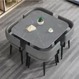 Luxury Marble-Look Dining Set - 4 Seater - 4
