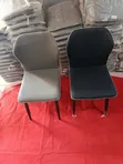 Modern Luxury Padded Leather Dining Chair Set - Black Metal Legs - 1
