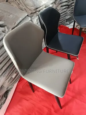 Modern Luxury Padded Leather Dining Chair Set - Black Metal Legs