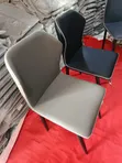 Modern Luxury Padded Leather Dining Chair Set - Black Metal Legs - 2