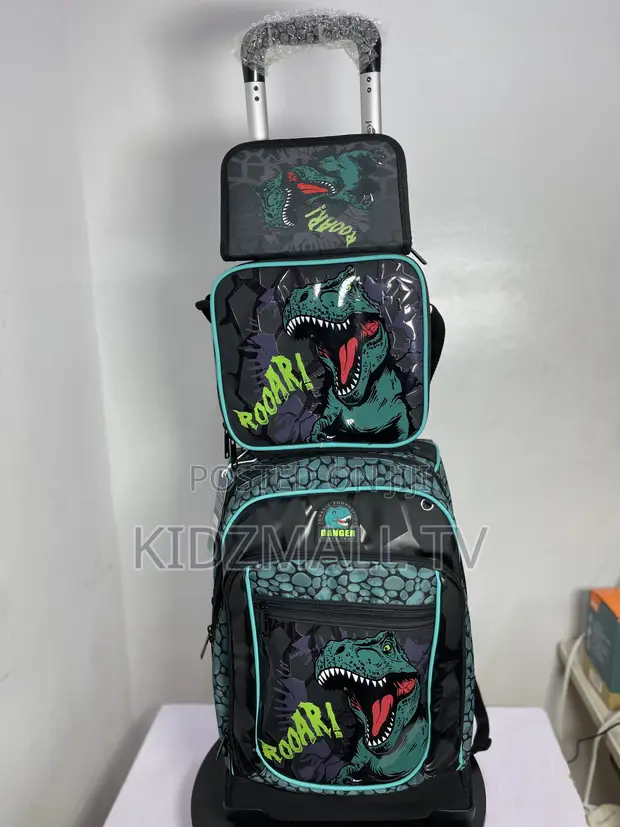 Dinosaur 3-Piece School Trolley Bag Set for Boys - 1