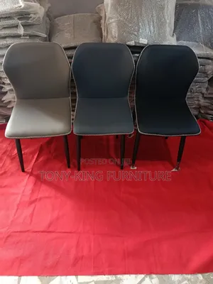 Imported Restaurant Dining Chair Set - Black Leather, Metal Legs