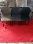Imported Restaurant Dining Chair Set - Black Leather, Metal Legs - 1