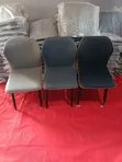 Imported Restaurant Dining Chair Set - Black Leather, Metal Legs - 2