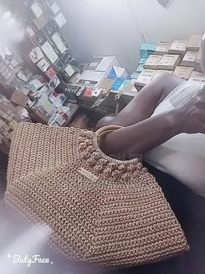 Hand Knitted Summer/Beach Bag - Gold