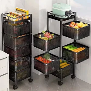 5-Tier Rotating Kitchen Storage Rack - Kwandon Kayan Abinci da Kayan Marmari