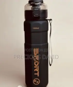1000ml Black Sports Water Bottle - Leak-Proof Flip Lid