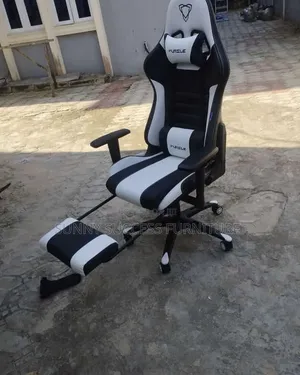 Furgle Black and White Gaming Chair with Footrest