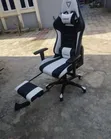 Furgle Black and White Gaming Chair with Footrest - 1