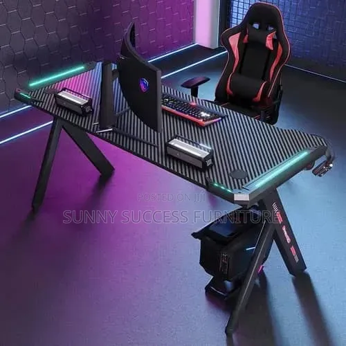 Gaming Desk tare da Microphone Arm - Baki - 1