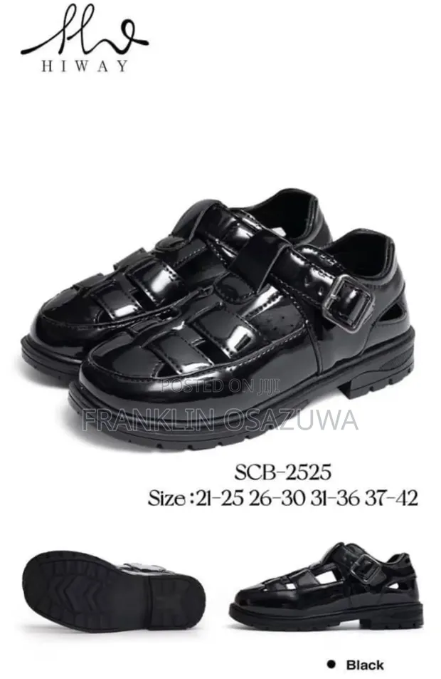HI WAY BEST Kids Black Patent Leather School Shoes - 1