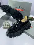 Designer Prada Men's Black Patent Leather Platform Shoes - 4